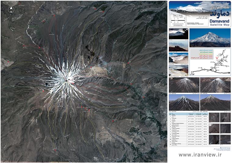 نقشه صعود به قله دماوند